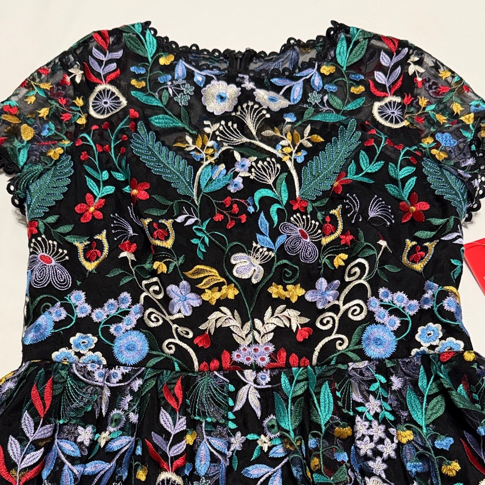 ML Monique Lhuillier Floral-Embroidered Mesh Maxi Dress 10 NWT - Picture 6 of 9